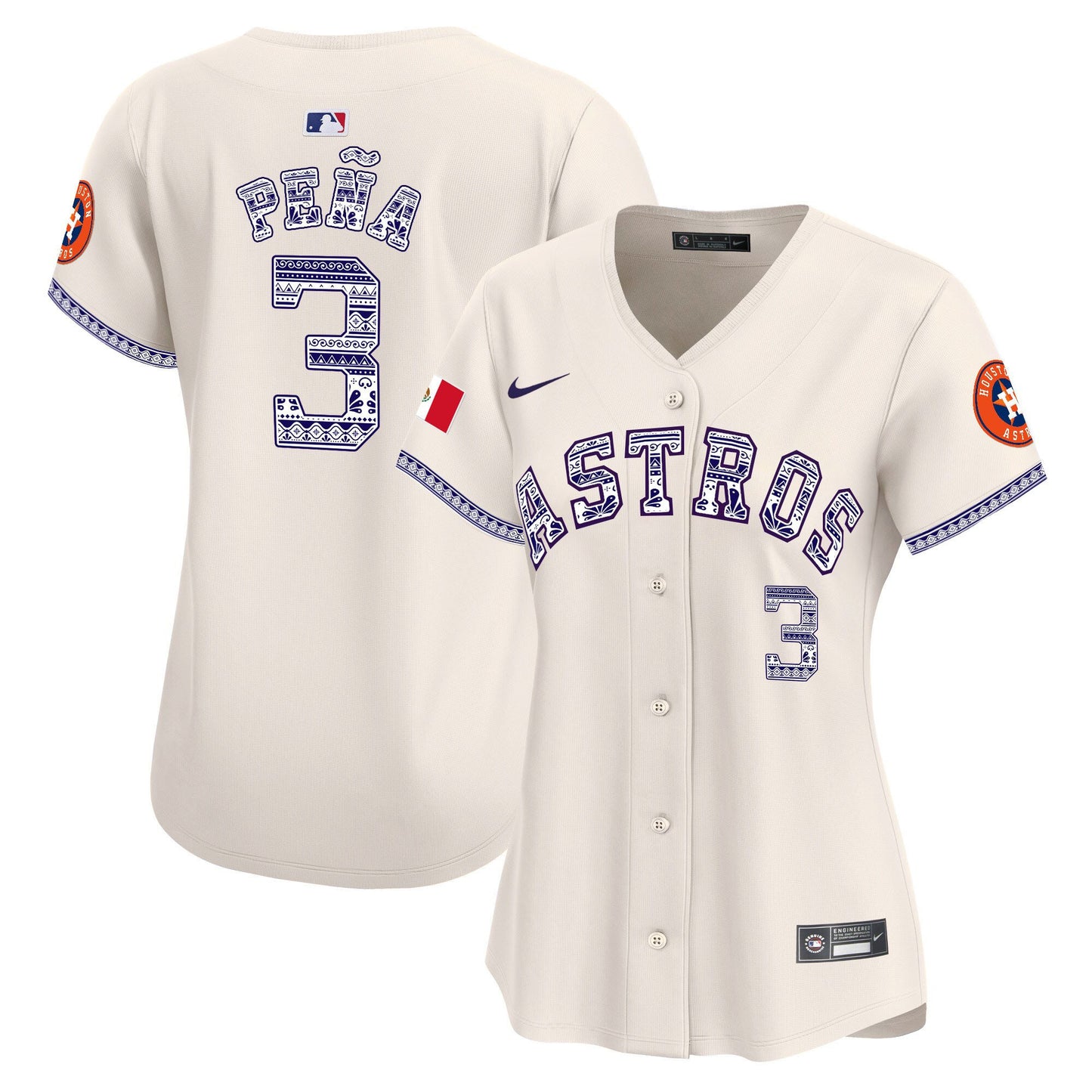 Jeremy Pena 3 Houston Astros Mexico Women Jersey - Cream