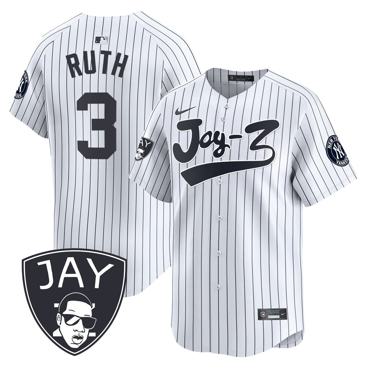 Babe Ruth 3 New York Yankees Jay-Z Men Jersey - White