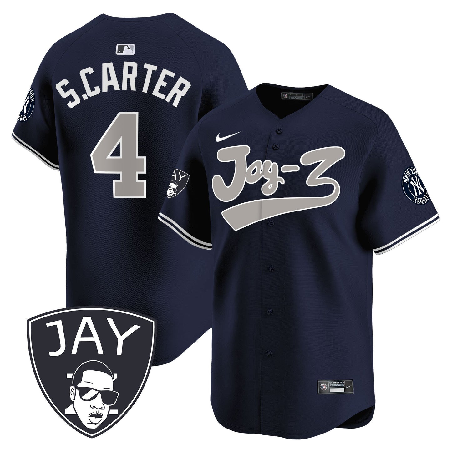 Jay Z 4 New York Yankees Jay-Z Men Jersey - Navy