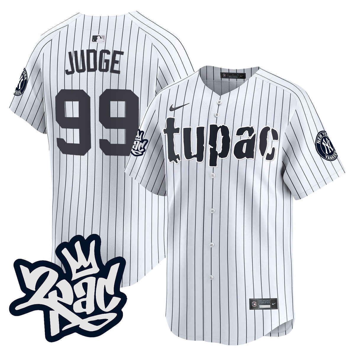 Aaron Judge 99 New York Yankees Tupac Shakur Men Jersey - White