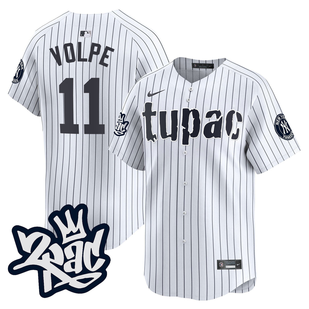 Anthony Volpe 11 New York Yankees Tupac Shakur Men Jersey - White