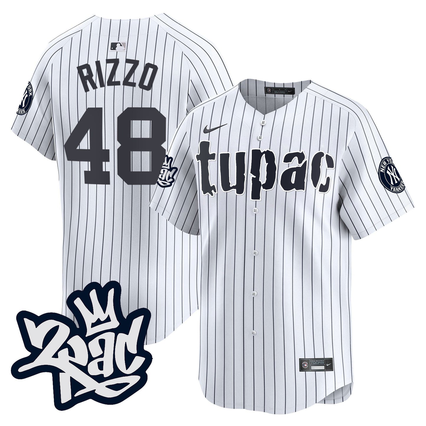 Anthony Rizzo 48 New York Yankees Tupac Shakur Men Jersey - White