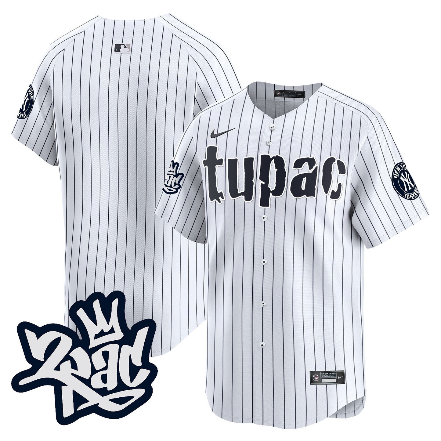 New York Yankees Tupac Shakur Men Jersey - White