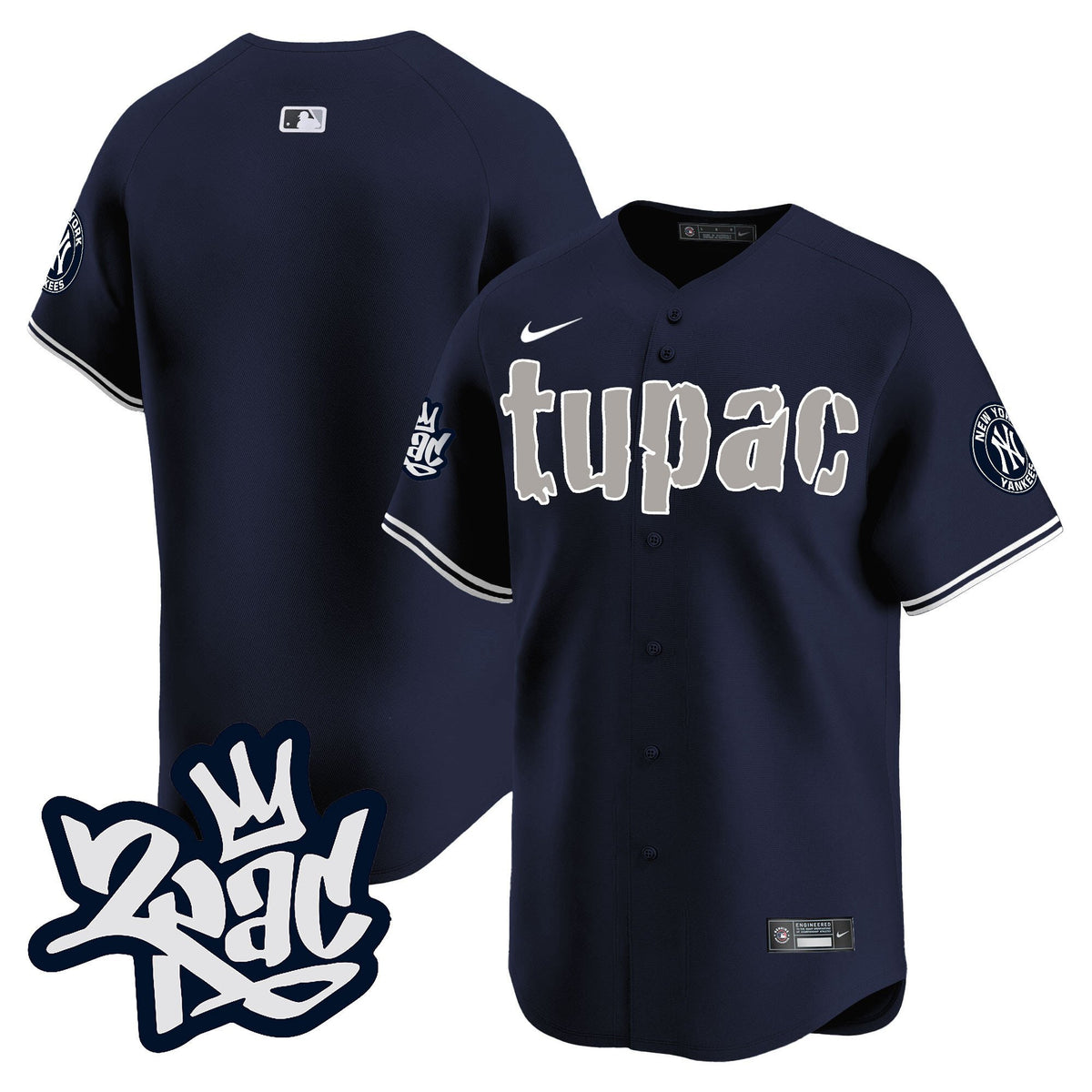 New York Yankees Tupac Shakur Men Jersey - Navy