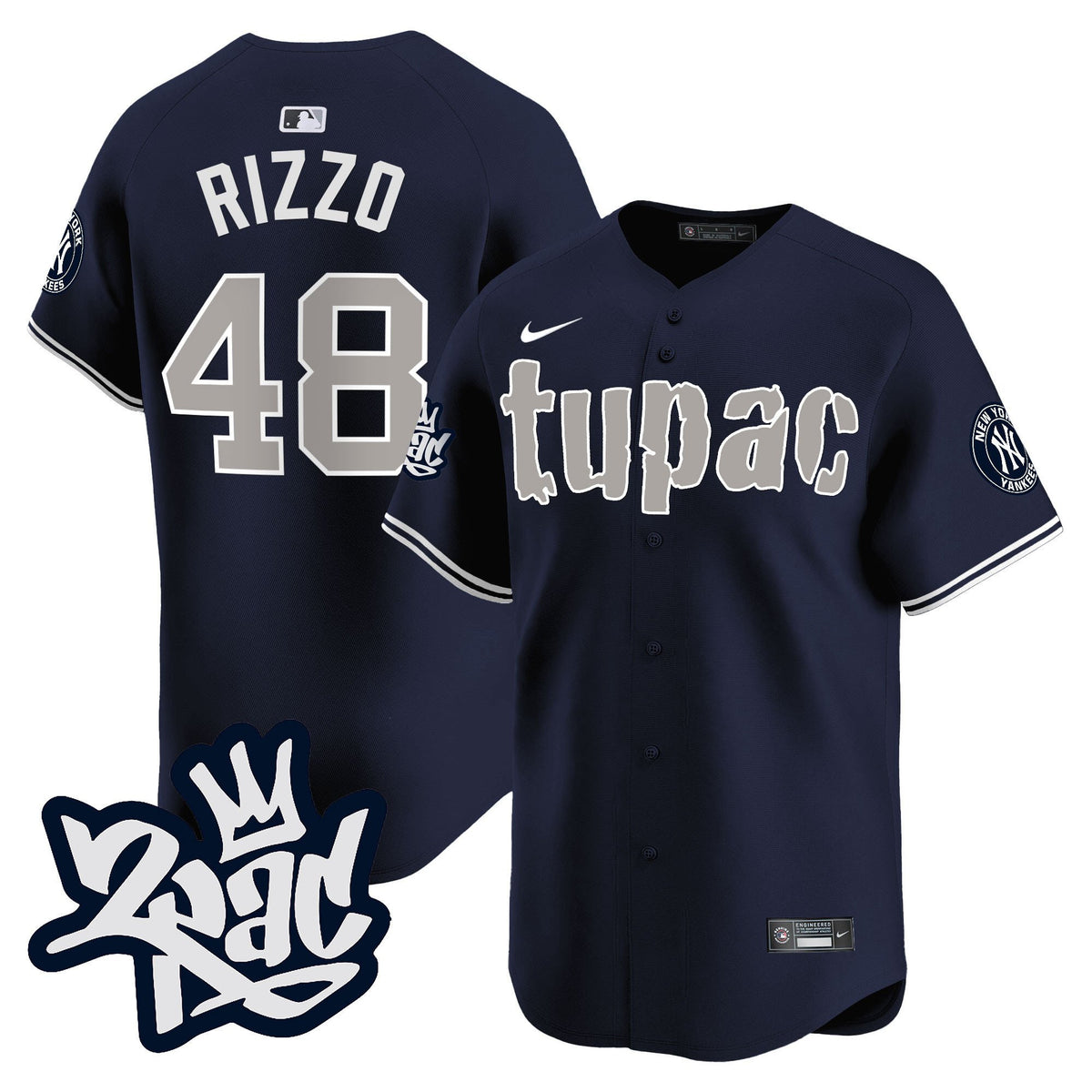 Anthony Rizzo 48 New York Yankees Tupac Shakur Men Jersey - Navy