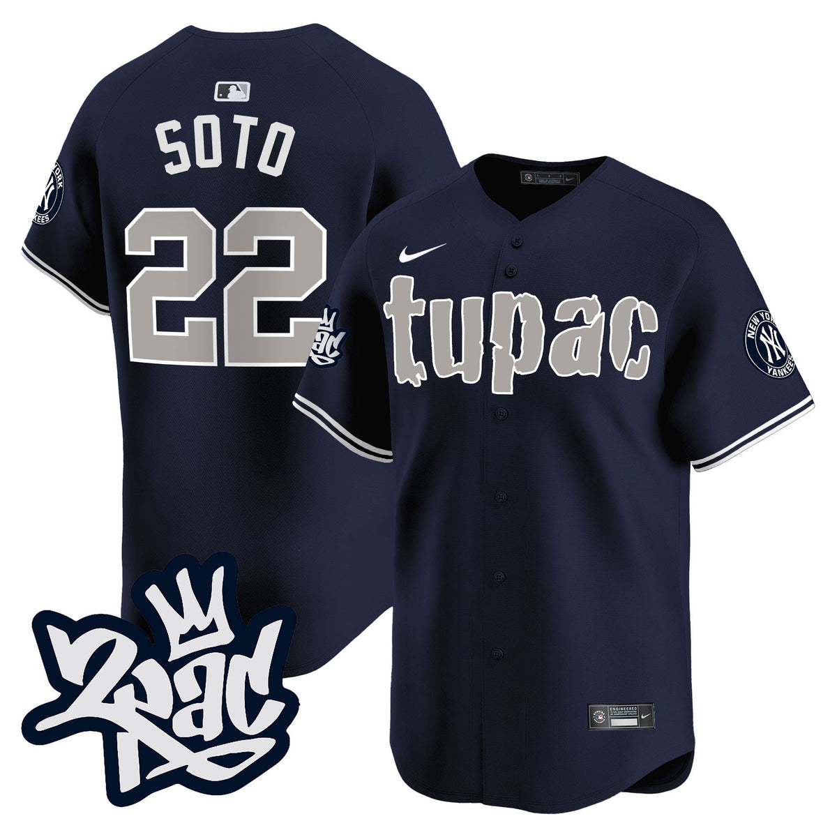 Juan Soto 22 New York Yankees Tupac Shakur Men Jersey - Navy