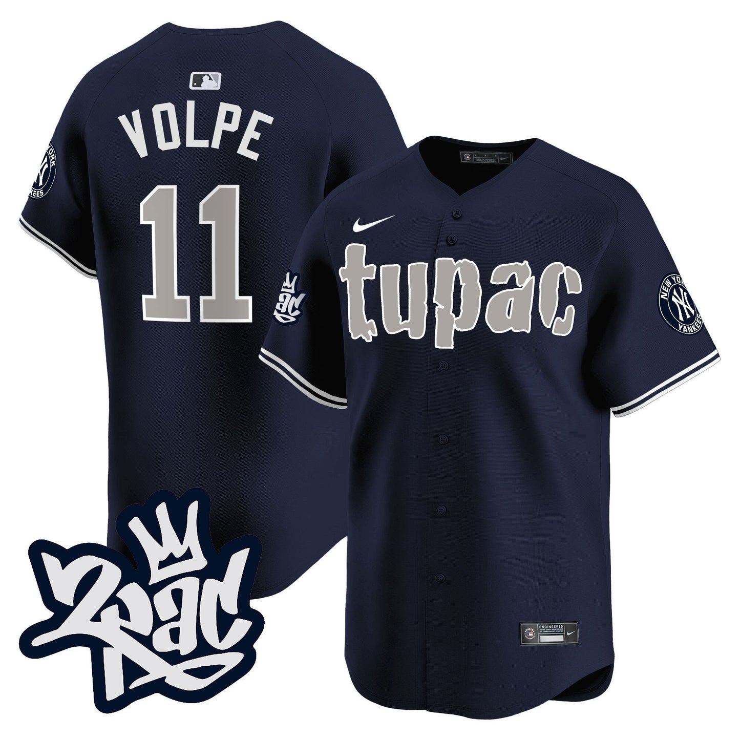 Anthony Volpe 11 New York Yankees Tupac Shakur Men Jersey - Navy