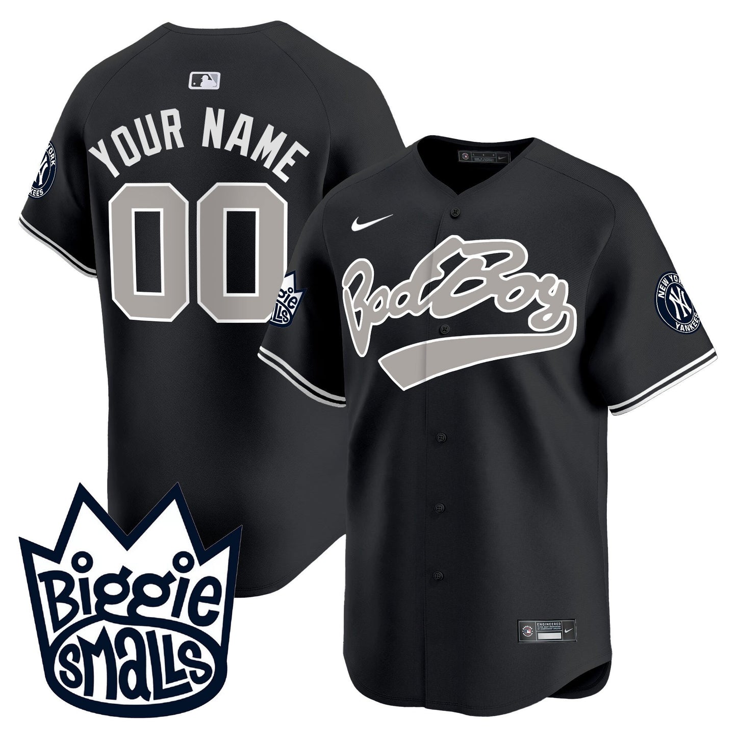 New York Yankees Biggie Smalls Custom Men Jersey - Black