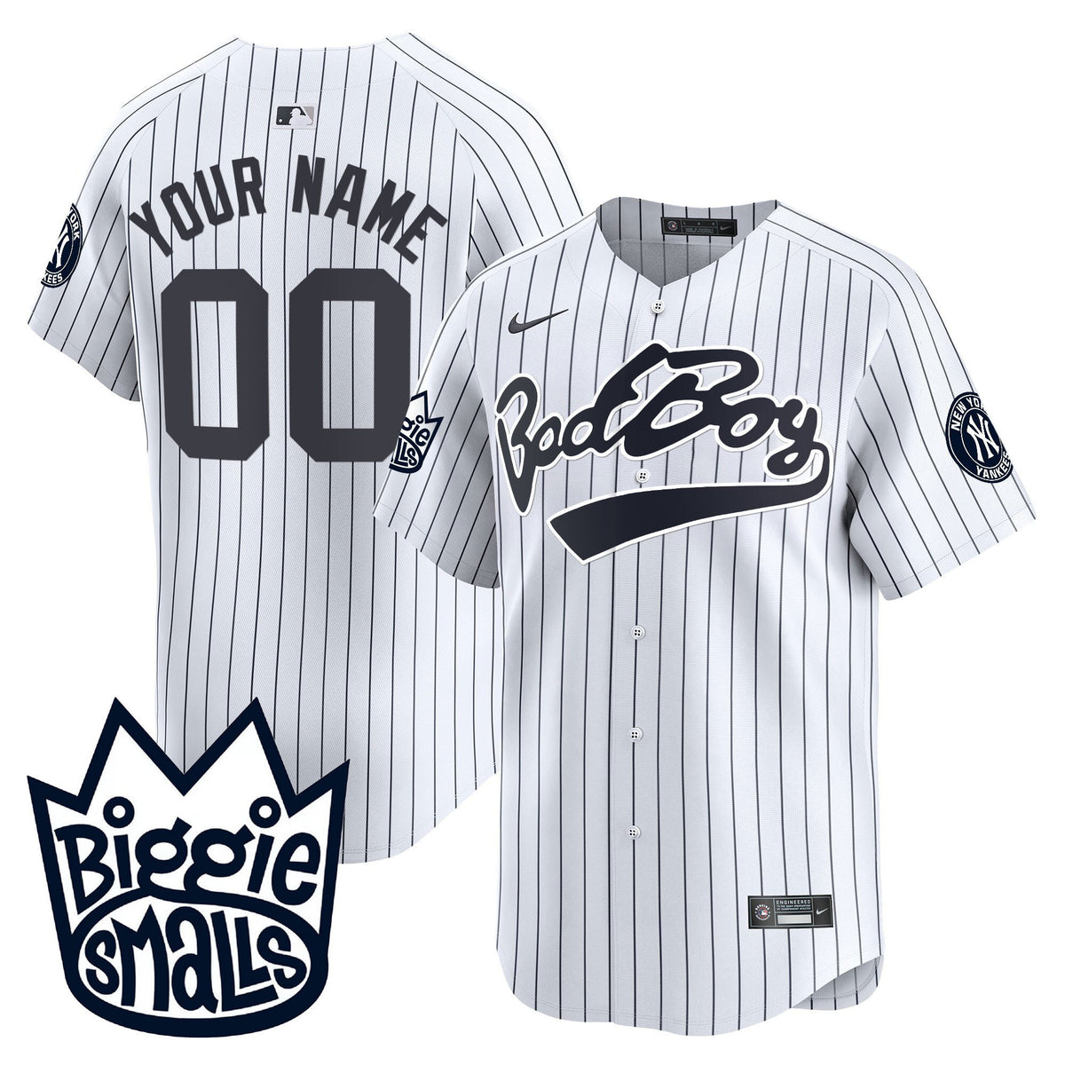 New York Yankees Biggie Smalls Custom Men Jersey - White