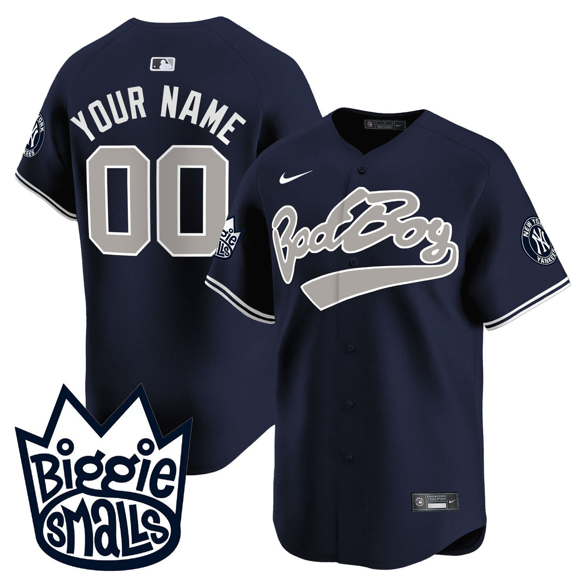 New York Yankees Biggie Smalls Custom Men Jersey - Navy