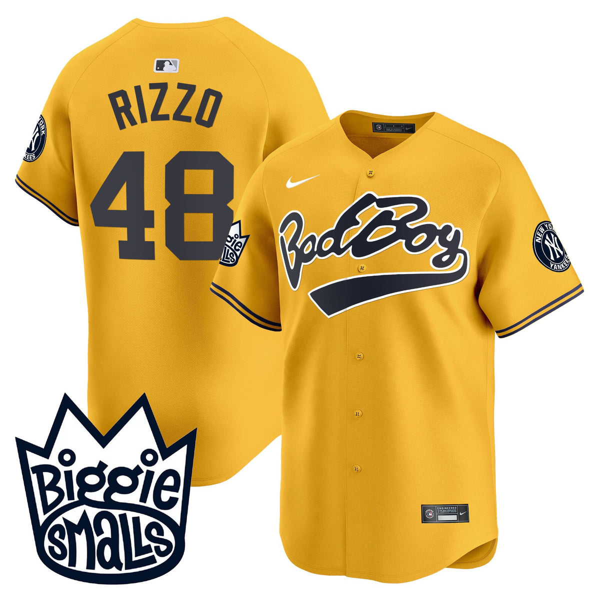 Anthony Rizzo 48 New York Yankees Biggie Smalls Men Jersey - Gold