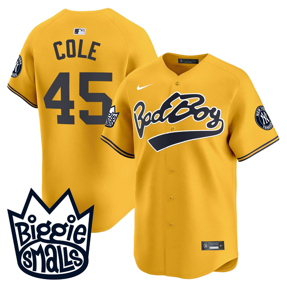 Gerrit Cole 45 New York Yankees Biggie Smalls Men Jersey - Gold