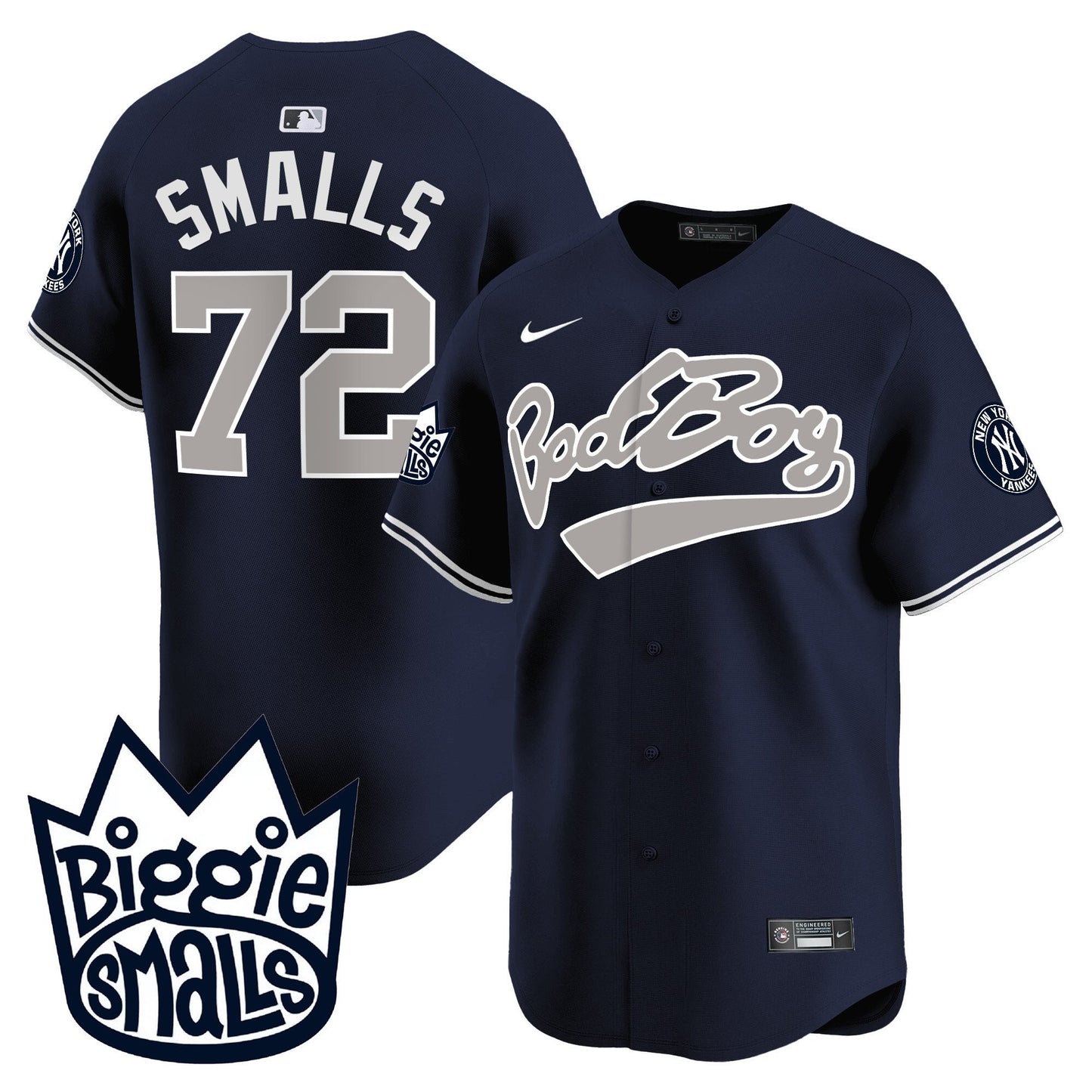Smalls 72 New York Yankees Biggie Smalls Men Jersey - Navy