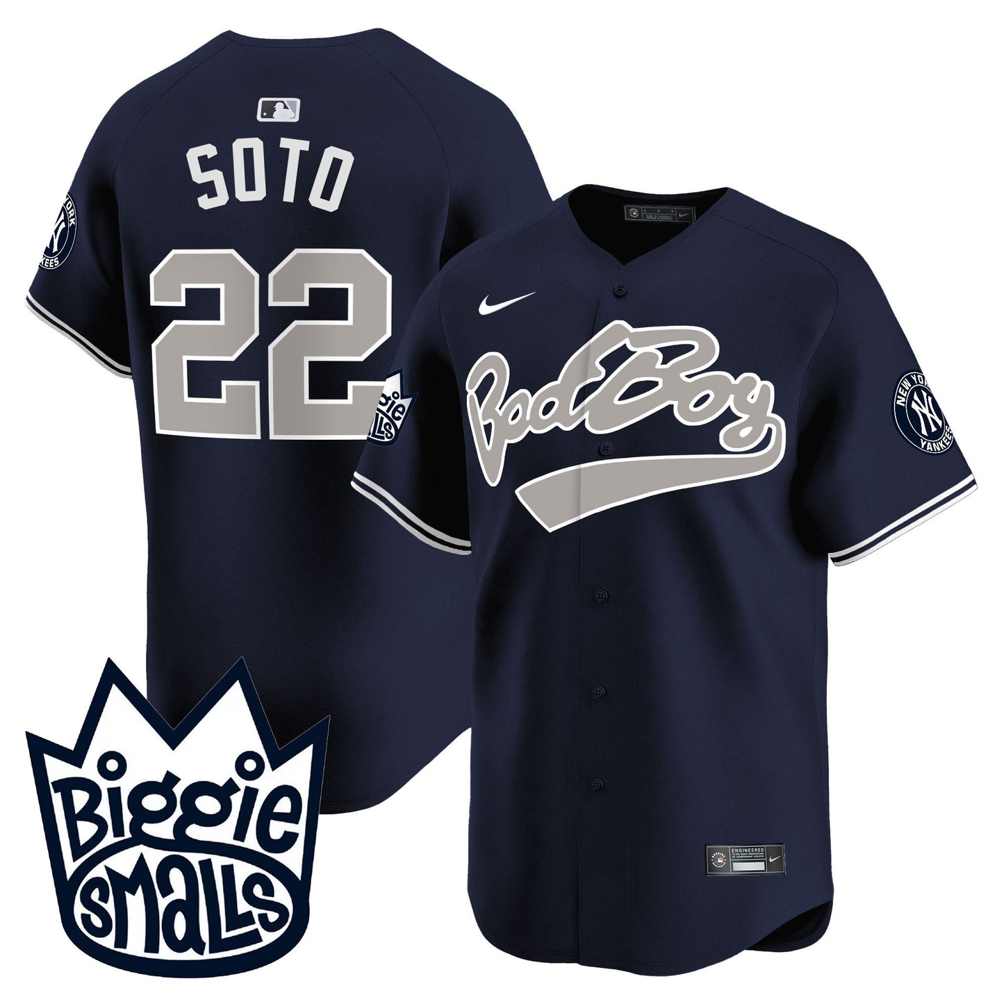 Juan Soto 22 New York Yankees Biggie Smalls Men Jersey - Navy