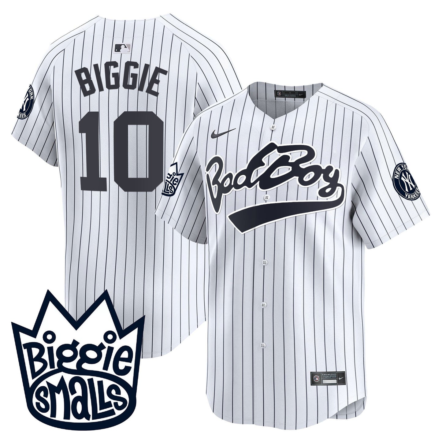 Biggie 10 New York Yankees Biggie Smalls Men Jersey - White