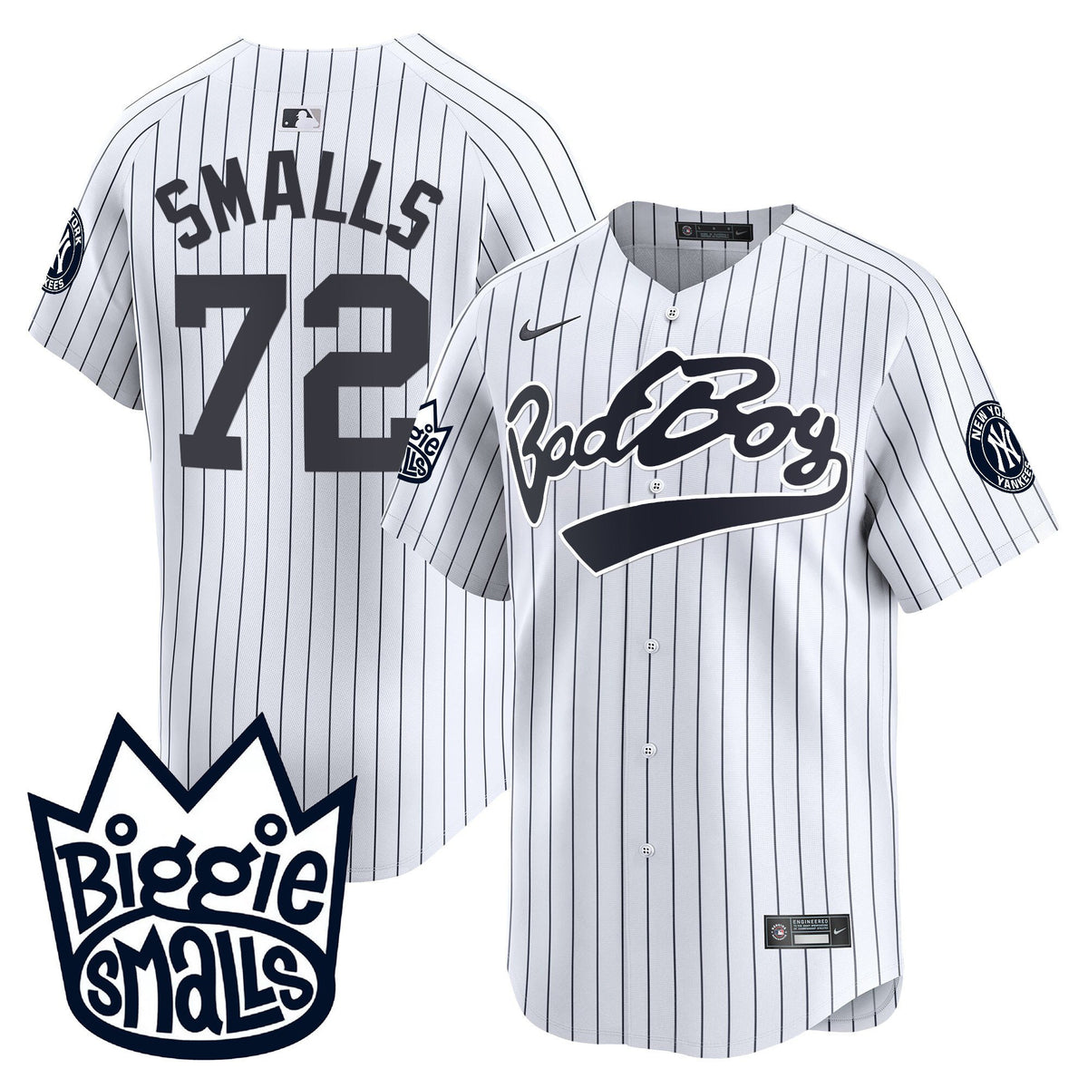 Smalls 72 New York Yankees Biggie Smalls Men Jersey - White