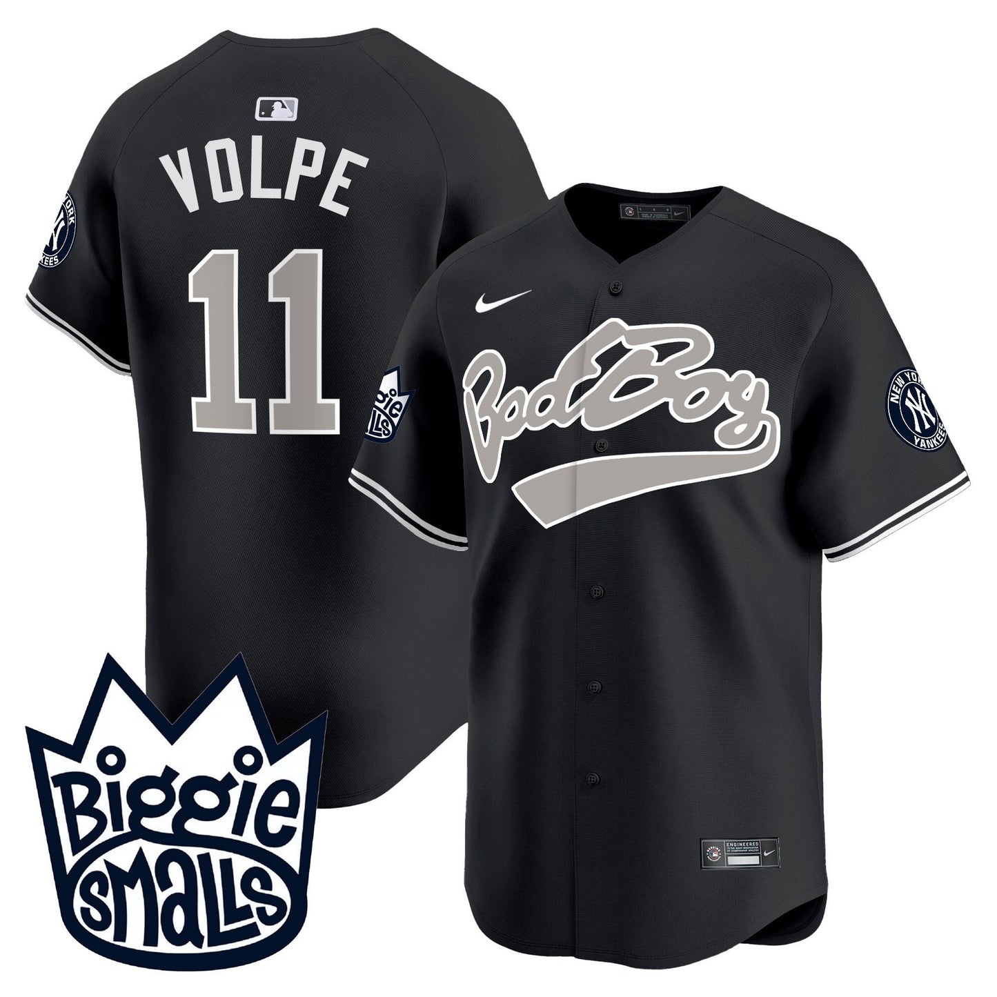 Anthony Volpe 11 New York Yankees Biggie Smalls Men Jersey - Black