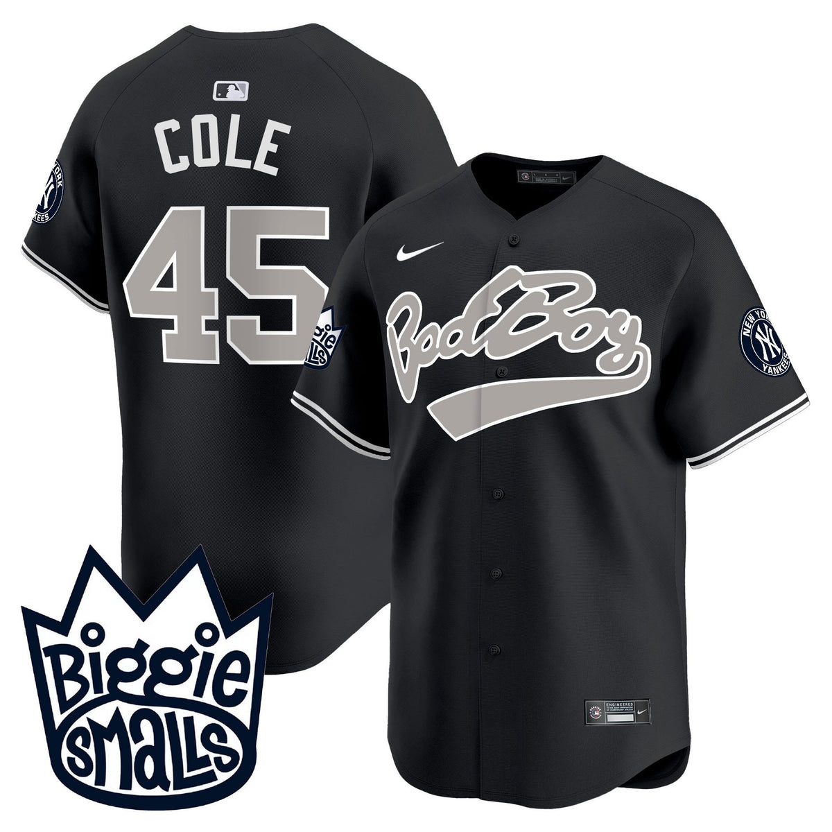 Gerrit Cole 45 New York Yankees Biggie Smalls Men Jersey - Black