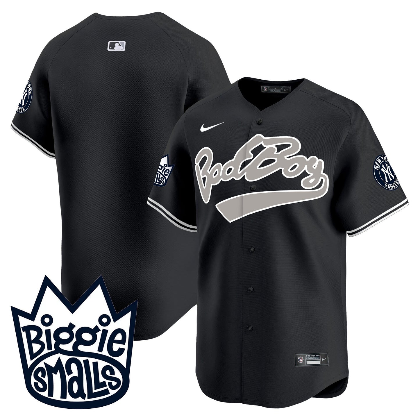New York Yankees Biggie Smalls Men Jersey - Black