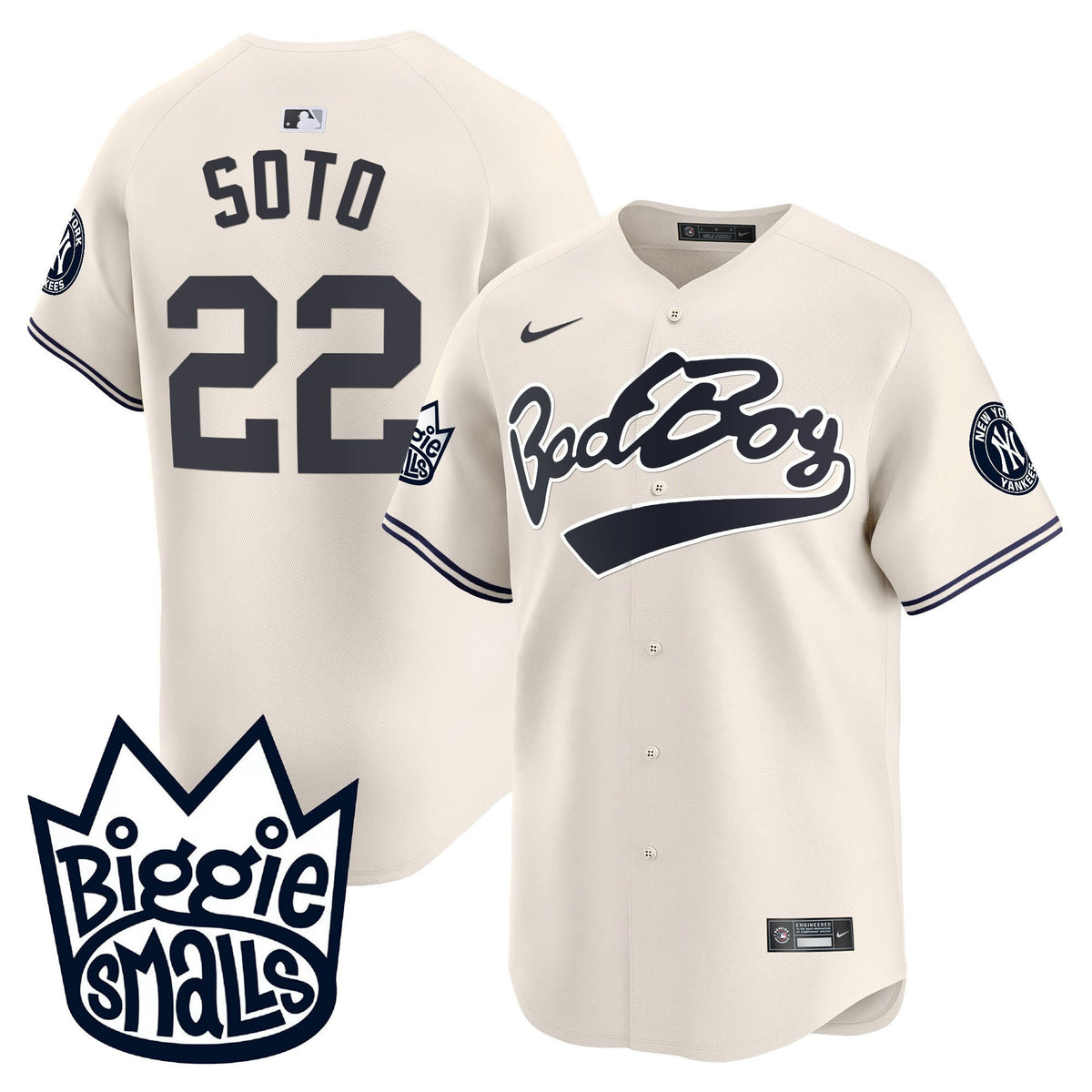 Juan Soto 22 New York Yankees Biggie Smalls Men Jersey - Cream