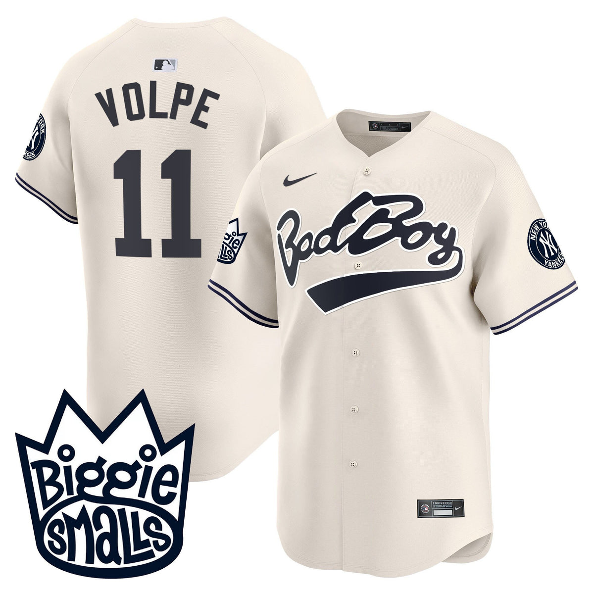 Anthony Volpe 11 New York Yankees Biggie Smalls Men Jersey - Cream