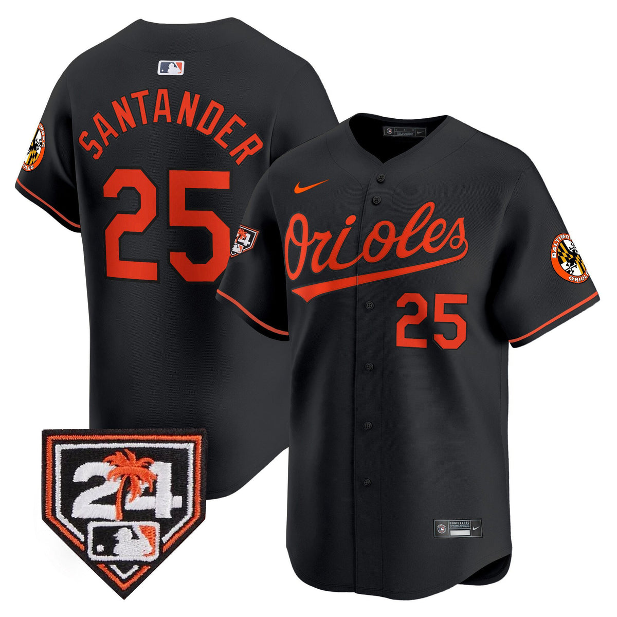 Anthony Santander 25 Baltimore Orioles 2024 Spring Training Patch Men Jersey - Black