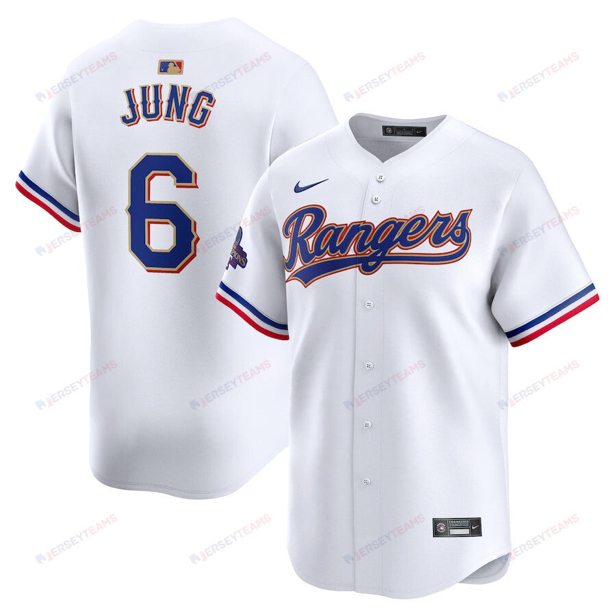 Josh Jung 6 Texas Rangers 2024 Gold Collection Limited Jersey - White
