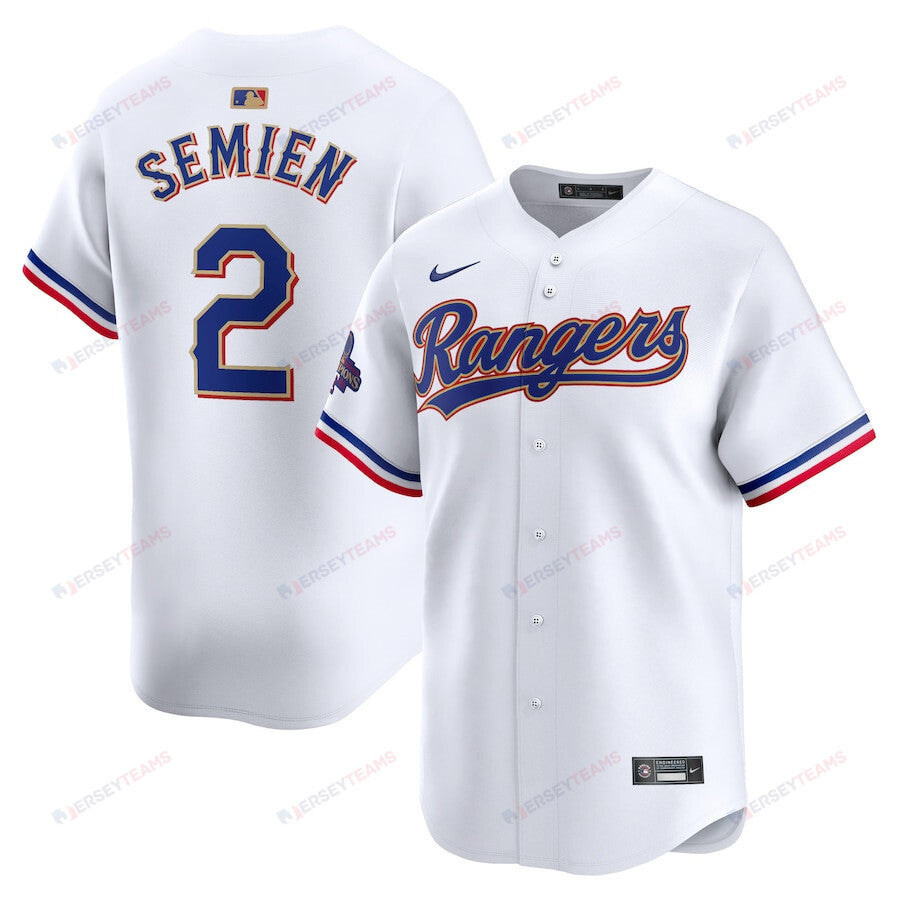 Marcus Semien 2 Texas Rangers 2024 Gold Collection Limited Jersey - White