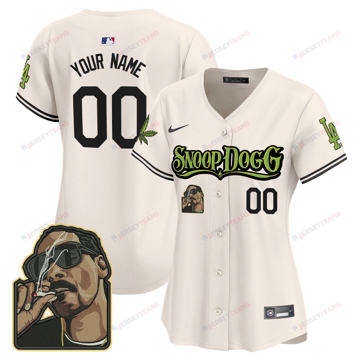 Los Angeles Dodgers Snoop Dogg Custom Women Jersey - Cream