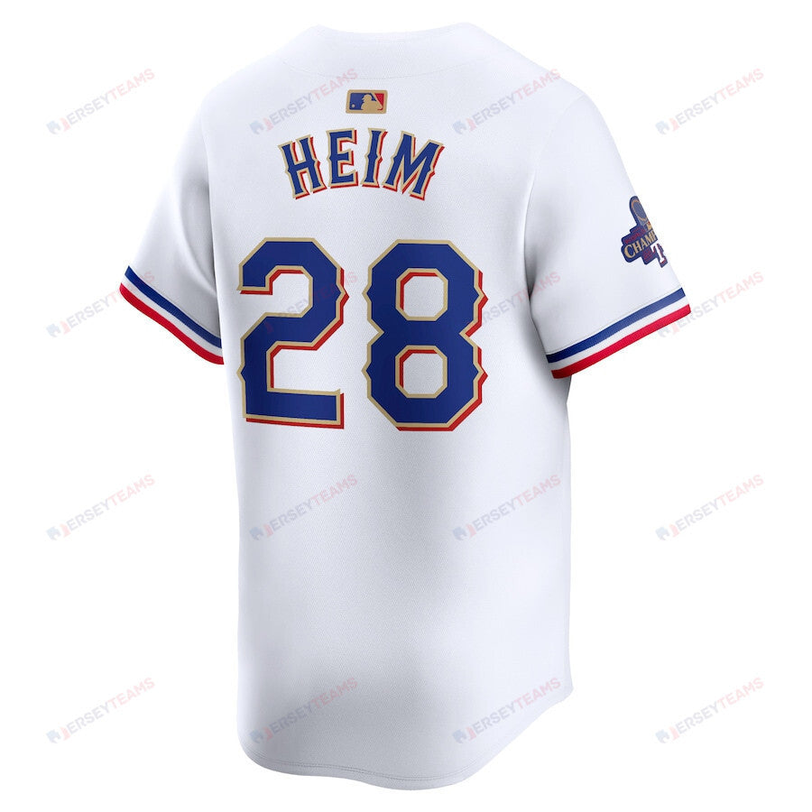 Jonah Heim 28 Texas Rangers 2024 Gold Collection Limited Jersey - White