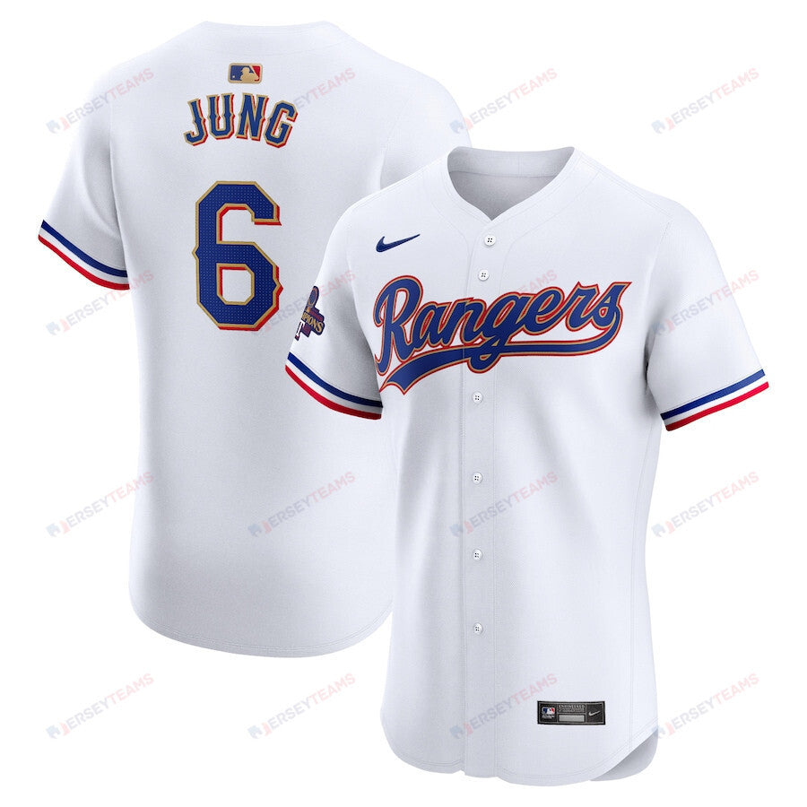 Josh Jung 6 Texas Rangers 2024 Gold Collection ELITE Player Jersey - White