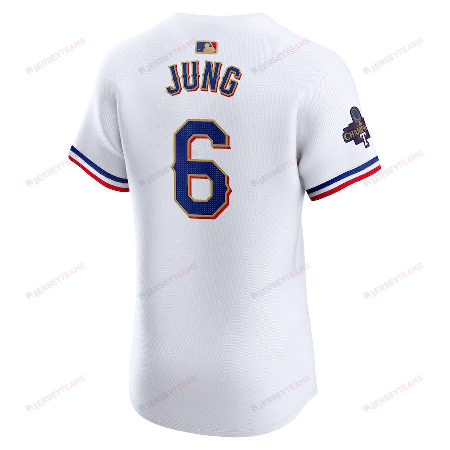 Josh Jung 6 Texas Rangers 2024 Gold Collection ELITE Player Jersey - White
