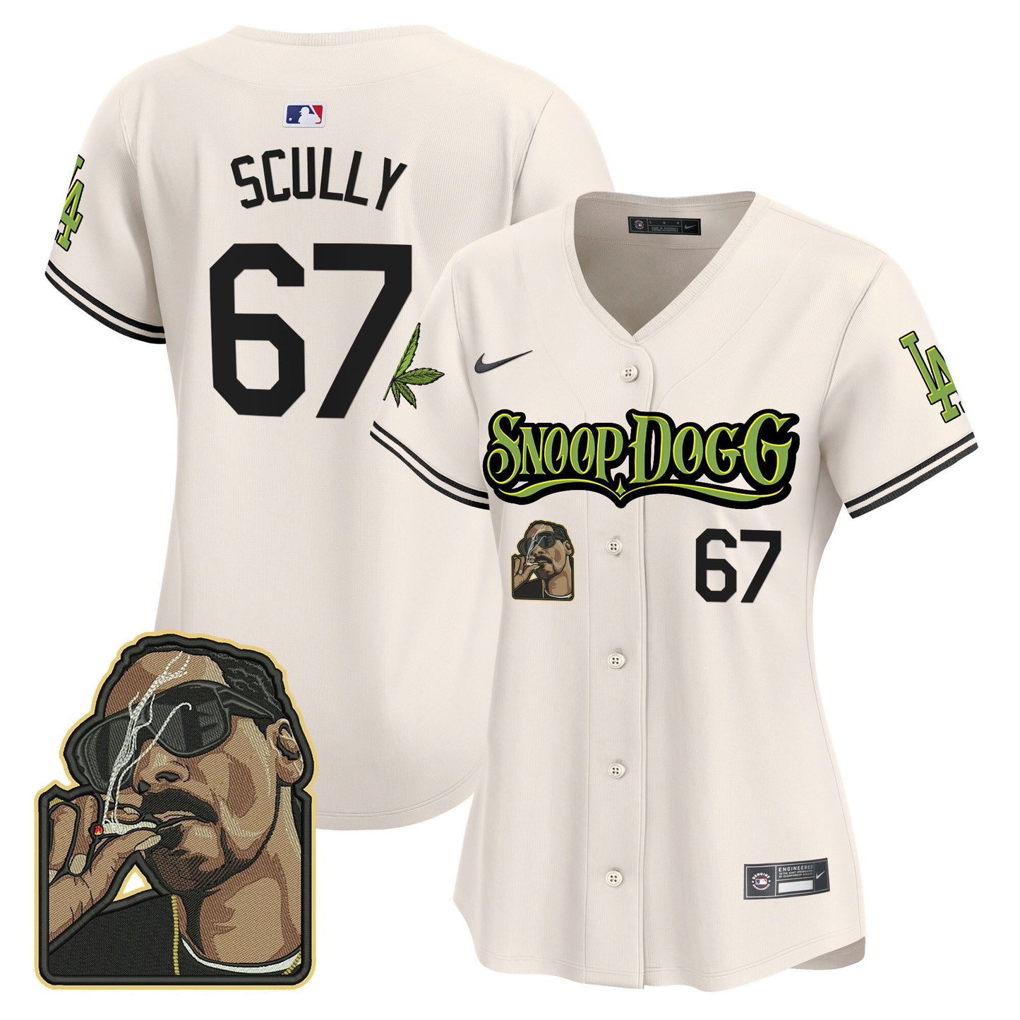 Vin Scully 67 Los Angeles Dodgers Snoop Dogg Women Jersey - Cream