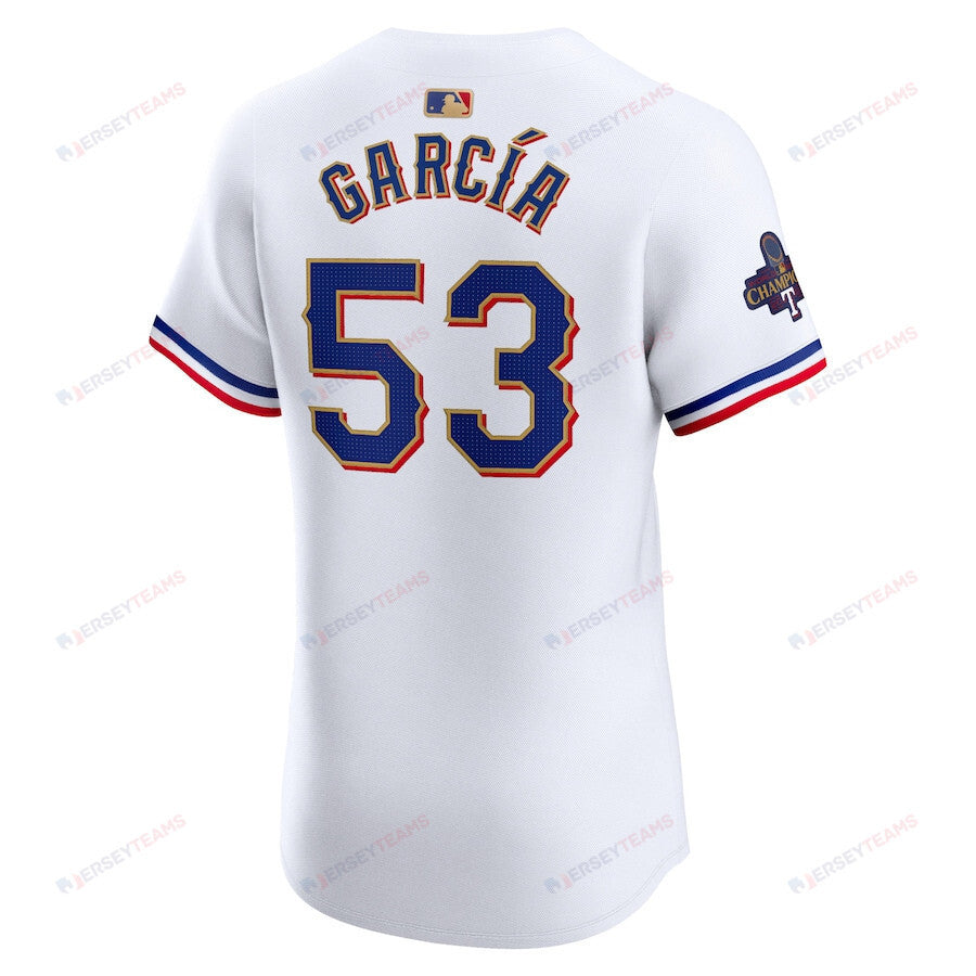 Adolis Garcia 53 Texas Rangers 2024 Gold Collection ELITE Player Jersey - White