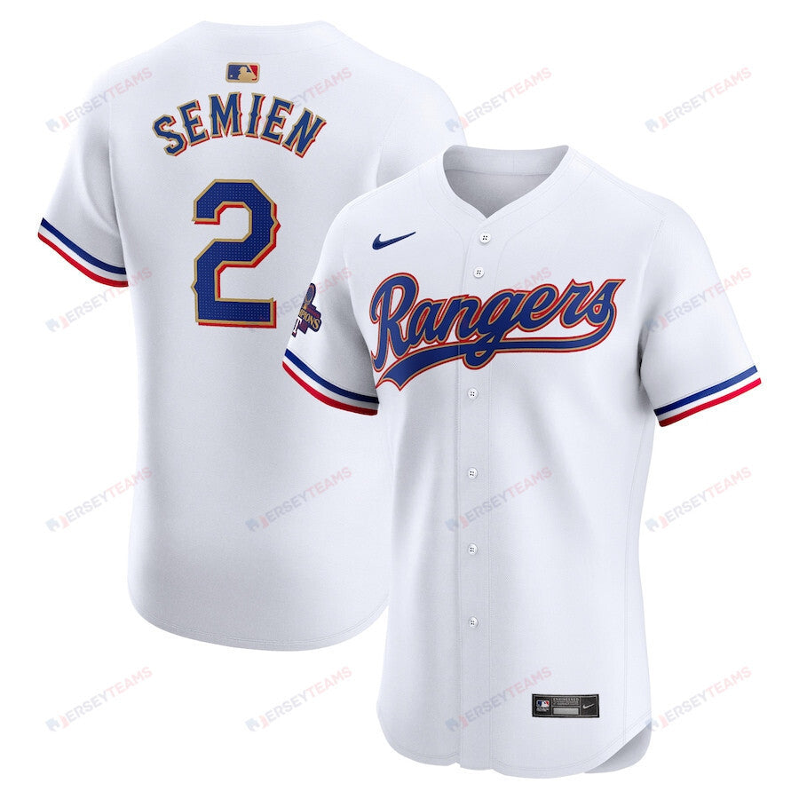 Marcus Semien 2 Texas Rangers 2024 Gold Collection ELITE Player Jersey - White