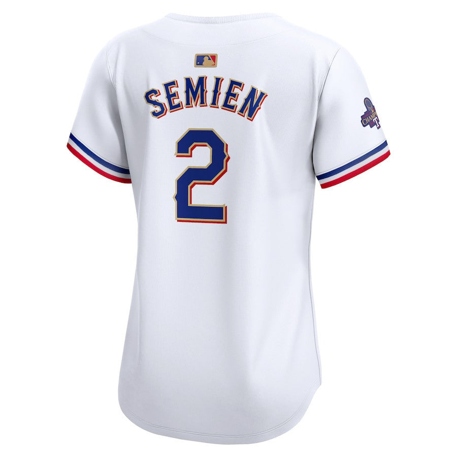 Marcus Semien 2 Texas Rangers 2024 Gold Collection Limited Jersey - Women White