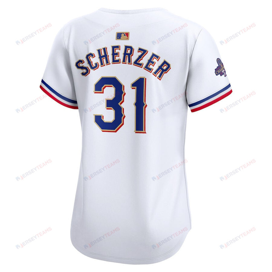 Max Scherzer 31 Texas Rangers 2024 Gold Collection Limited Jersey - Women White