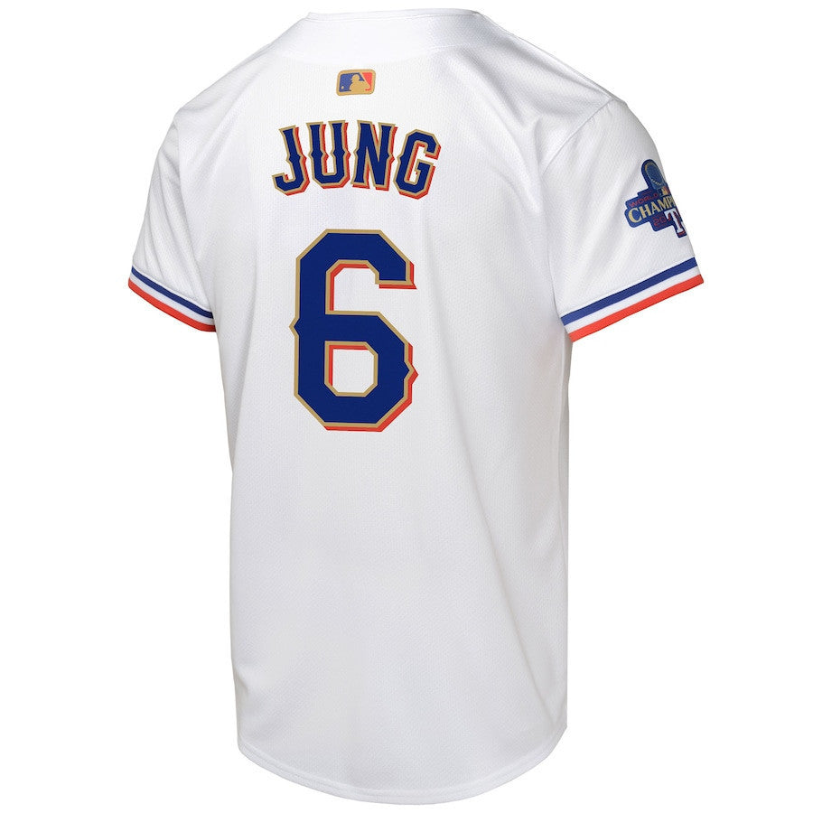 Josh Jung 6 Texas Rangers 2024 YOUTH Gold Collection Limited Jersey - White