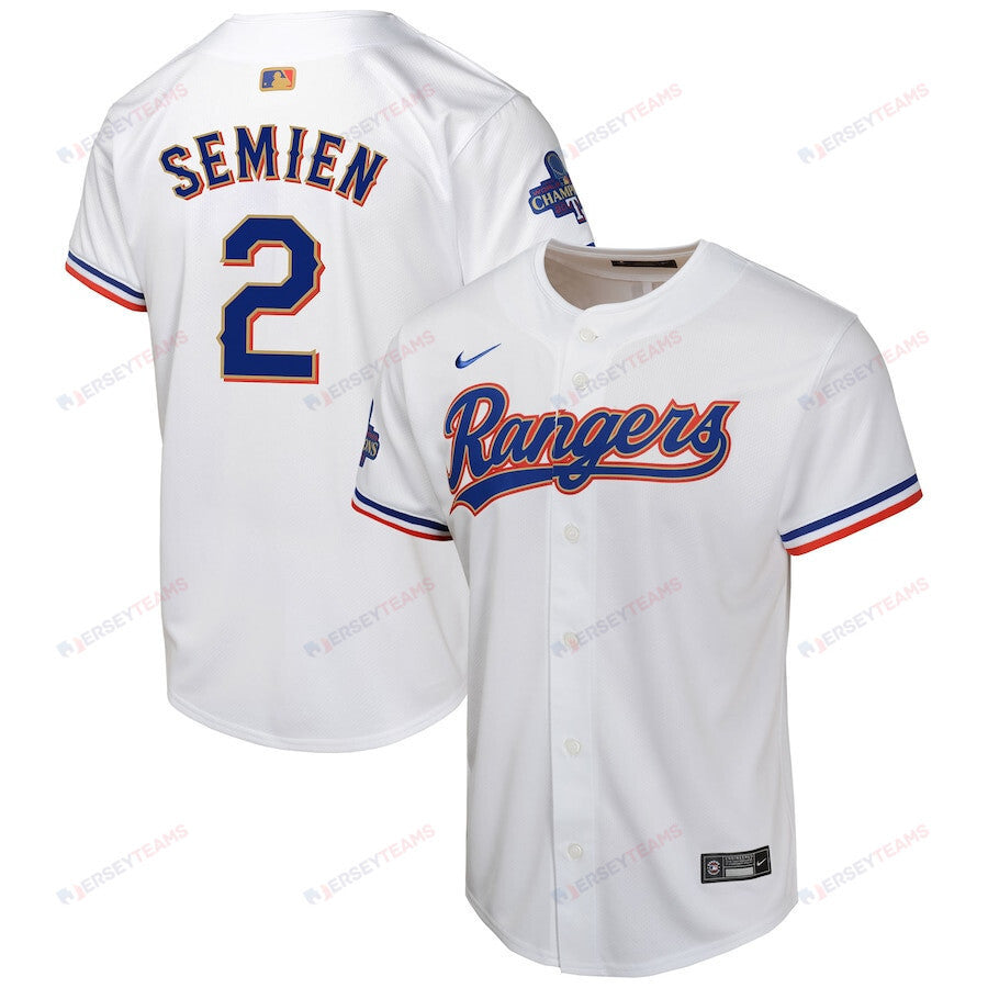 Marcus Semien 2 Texas Rangers 2024 YOUTH Gold Collection Limited Jersey - White