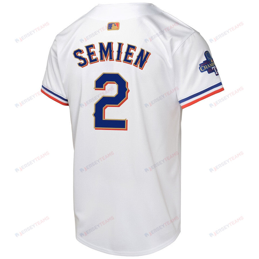 Marcus Semien 2 Texas Rangers 2024 YOUTH Gold Collection Limited Jersey - White