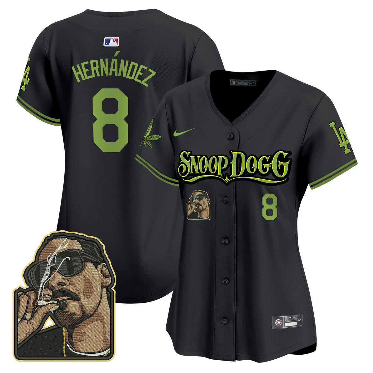 Kike Hernandez 8 Los Angeles Dodgers Snoop Dogg Women Jersey - Black