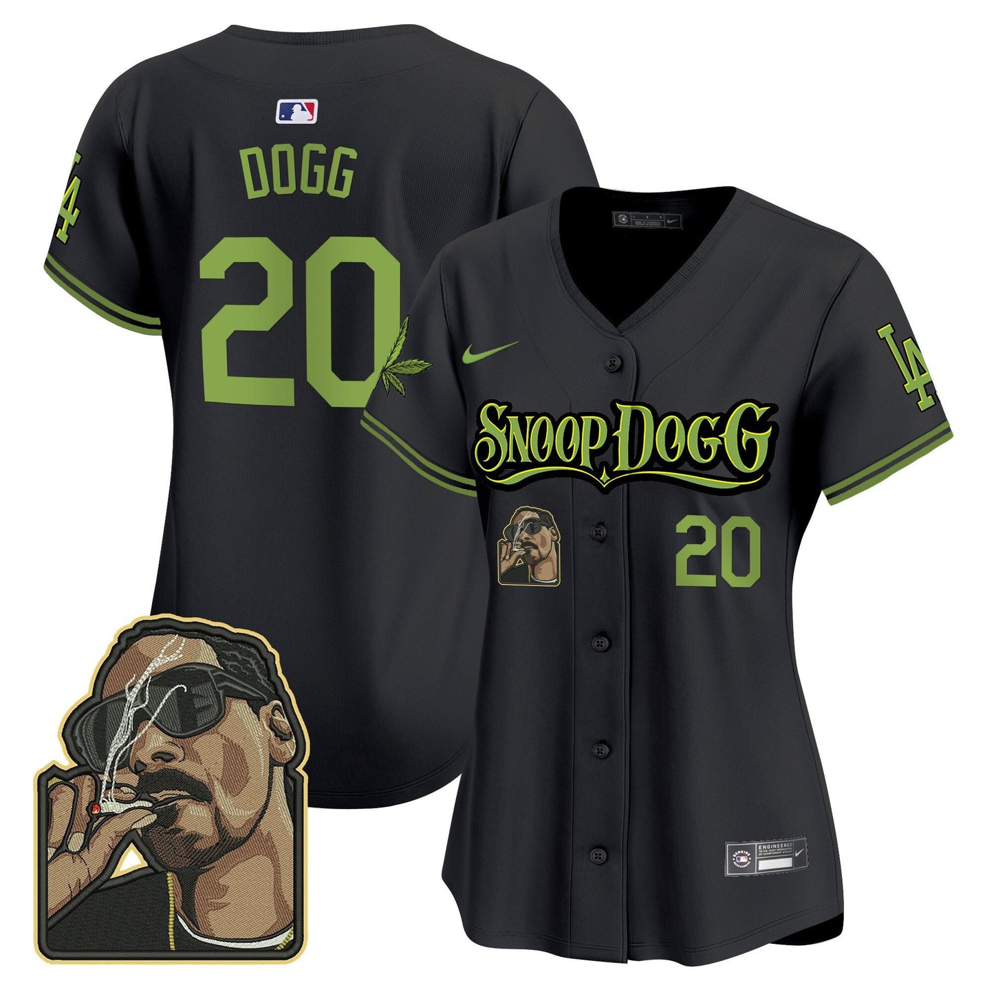 Snoop Dogg 20 Los Angeles Dodgers Snoop Dogg Women Jersey - Black