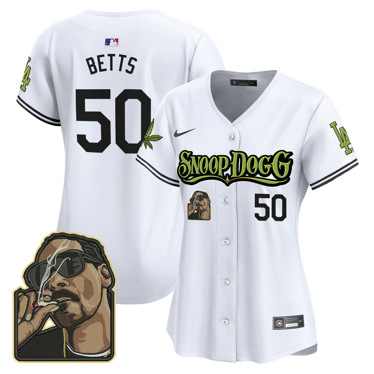 Mookie Betts 50 Los Angeles Dodgers Snoop Dogg Women Jersey - White