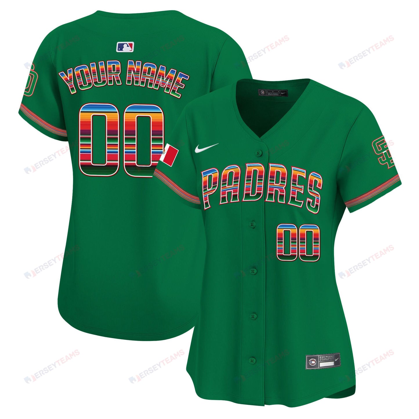 San Diego Padres Mexico Custom Women Jersey - Green