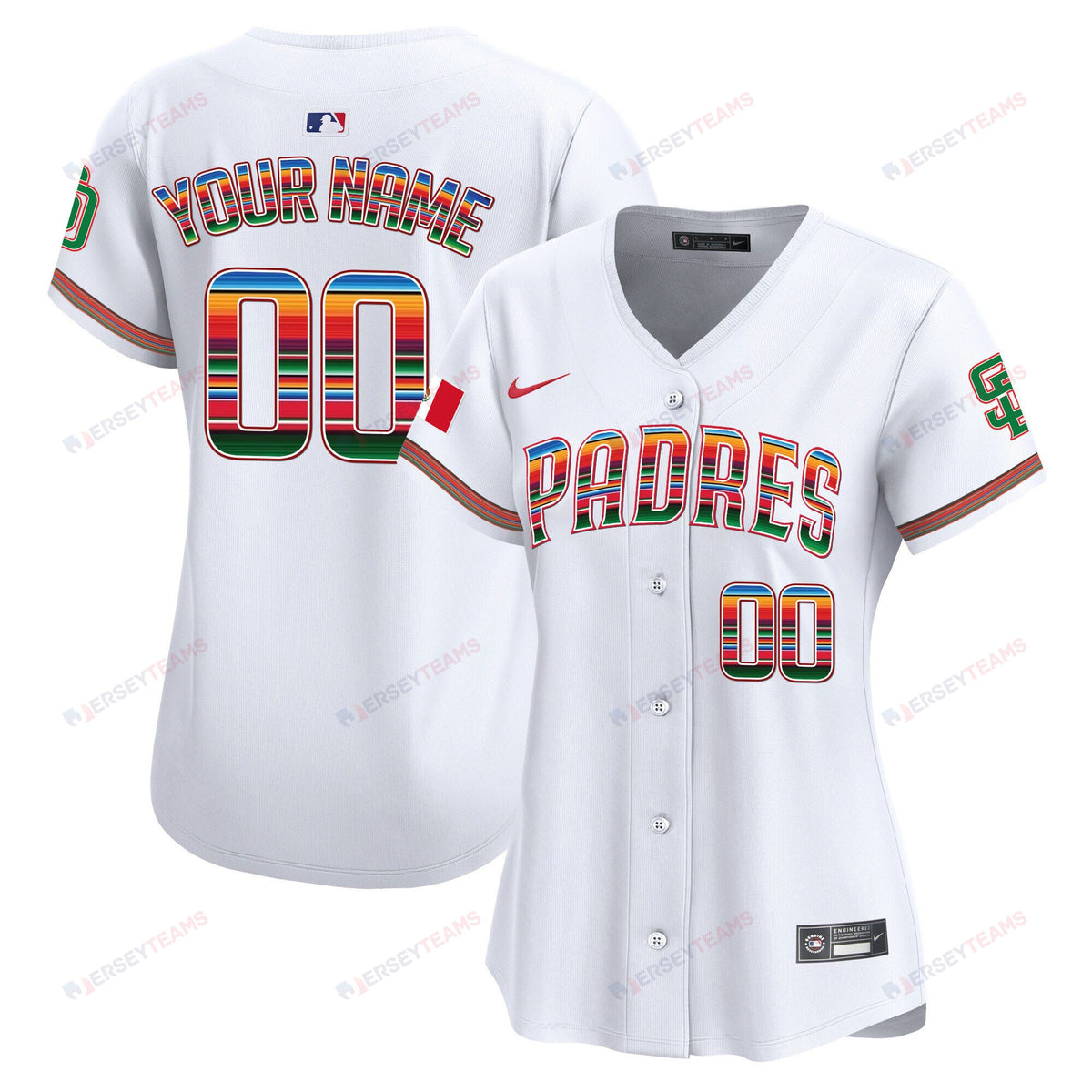 San Diego Padres Mexico Custom Women Jersey - White