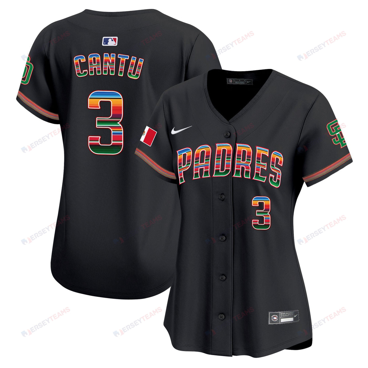 Jorge Cantu 3 San Diego Padres Mexico Women Jersey - Black