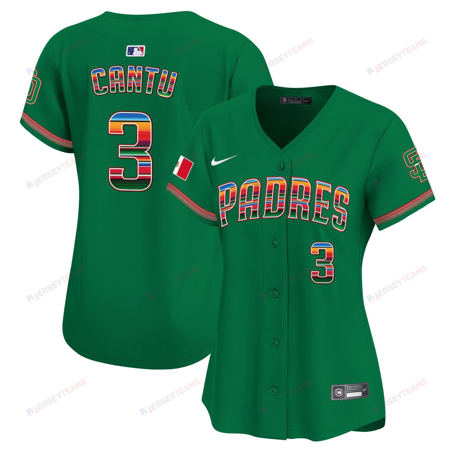 Jorge Cantu 3 San Diego Padres Mexico Women Jersey - Green