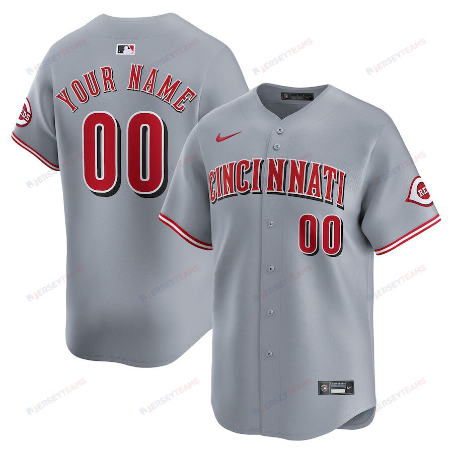 Cincinnati Reds Away Limited Custom Men Jersey - Gray