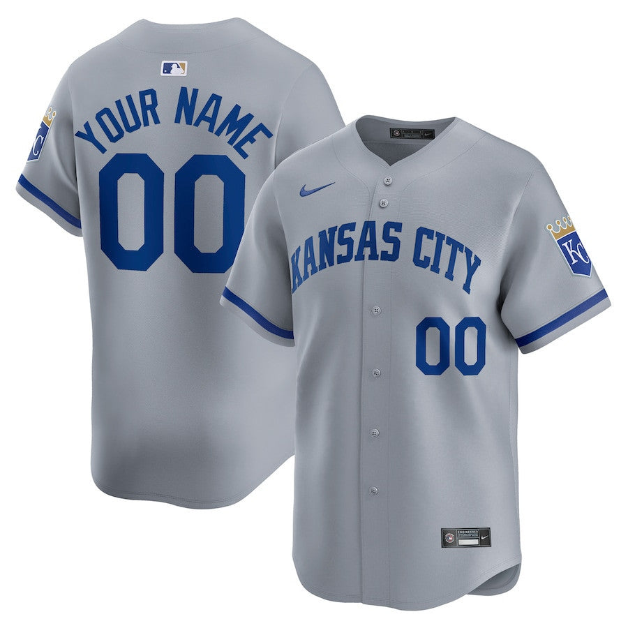 Kansas City Royals Away Limited Custom Men Jersey - Gray