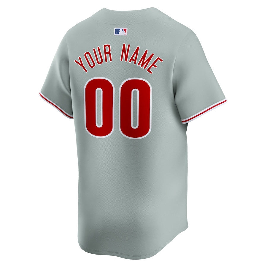 Philadelphia Phillies Away Limited Custom Men Jersey - Gray